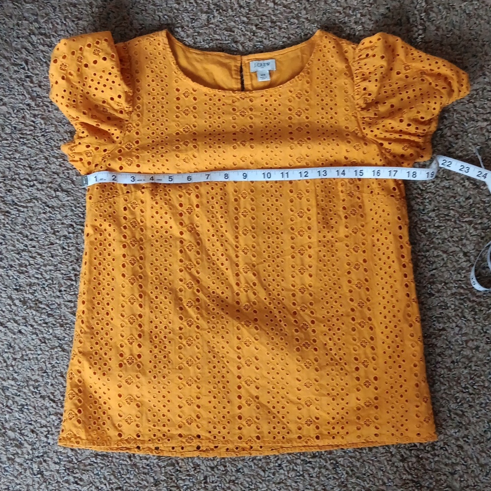 J.Crew Bronzed Topaz Eyelet Puff Sleeve Blouse Top - Picture 7 of 11